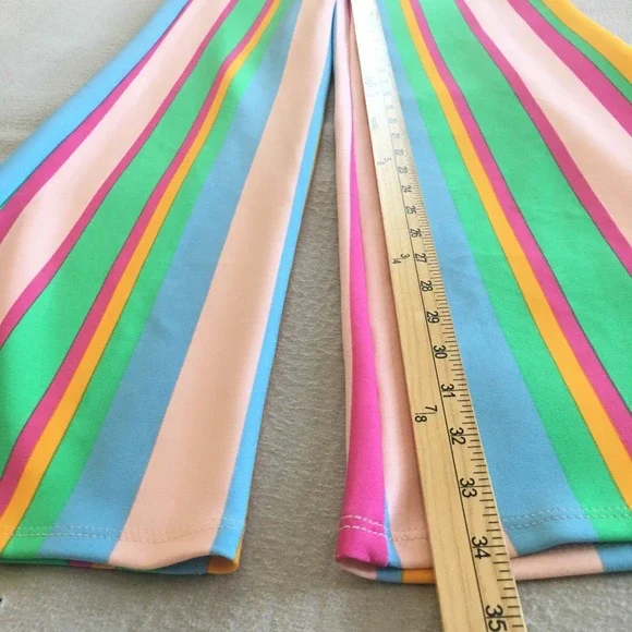 Touchdolls Two Piece Crop Top Bell Bottom Pants Set Size 2 XS Stripe Stretch - Picture 16 of 16